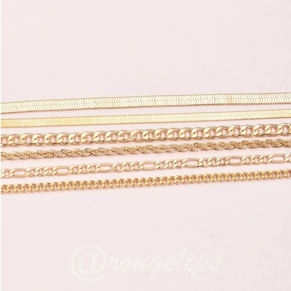 Set of 6 Gold Tone Bracelets Chain Rope Fashion Jewelry - Picture 3 of 5